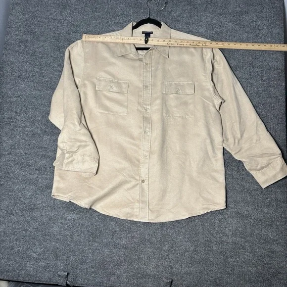 Knightsbridge Men's Satin Button Up Shirt XL Champagne Two Pocket Long Sleeve - Picture 13 of 15